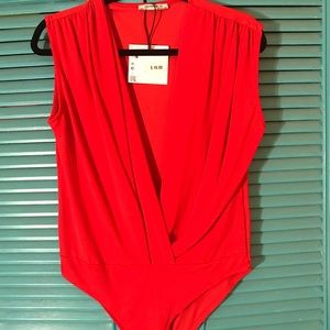 Zara deep v, low-cut bodysuit, size L, New w/ tags